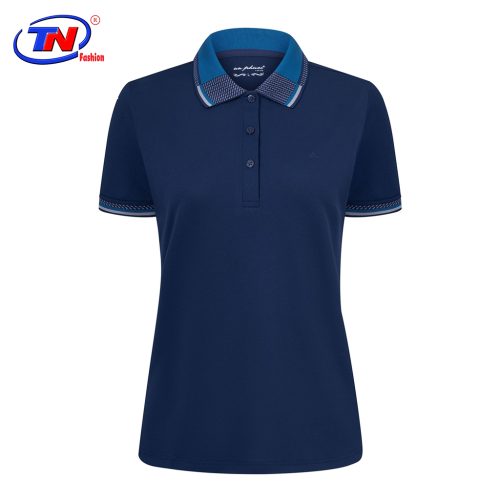 Trang chủ - Đồng phục Trung Nguyên 28 Áo thun cổ trụ nữ đẹp TNF 19006 xanh dương